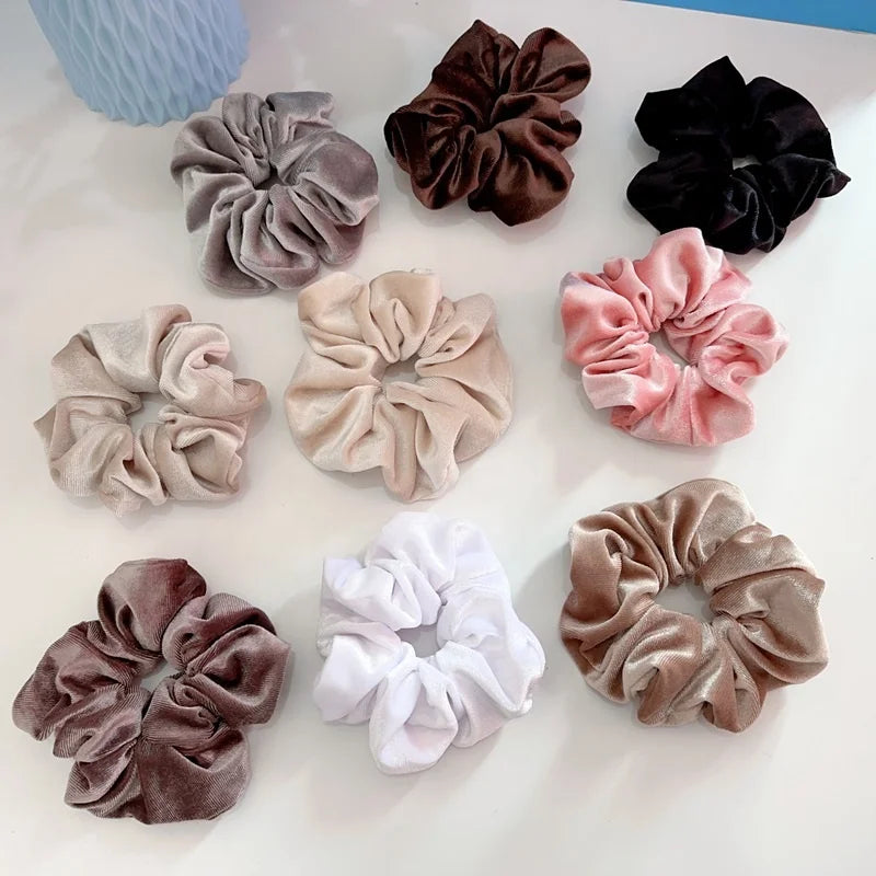 Wholesale Large Pink Velvet Hair Scrunchies Solid Color Polyester Hair Accessories for Girls Big Size White Hair Bands