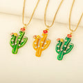 QIKU Jewelry Cactus Diamond Zirconia Copper Necklace Minimalist Casual Choker Statement Necklace for Women Kids