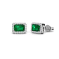 New 925 Sterling Silver Lab Grown Gemstone Vivid Green Emerald Vintage Halo Stud Earrings for Women Destiny Jewellery