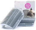 Portable Cat Self Groomer Hair Removal Mitts & Rollers Rubber Wall Corner Massage Comb Cats Dogs Long/Short Fur Grey (2PCS) MegaBDM