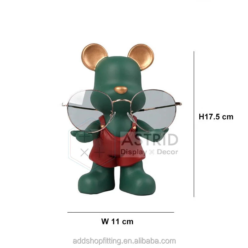 Modern Green Dish Bowl Statue Storage Watch Jewelry Key Stand Ceramics Bear Glasses Holder for Home Decoration