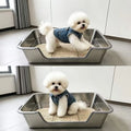 Stainless Steel Dog Litter Box with Sifting Grid Easy-Clean Pet Toilet Tray MegaBDM
