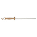 RTS 11Inch Shatterproof White Ceramic Honing Rod Beech Wood Handle Stainless Steel Hanging Ring Fine Grit 800-1500 Mohs 9