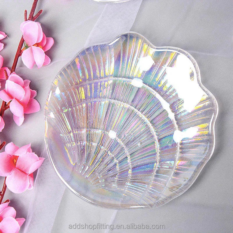 Colorful Glass Plate Jewelry Ring Tray 13x13.9cm Simple Modern Style for Home Decoration Display