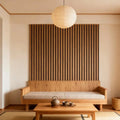 Wood Slat Sound Blocking Panels Noise Canceling Custom Size Natural Wood Grain High Density Sound Absorption Durable Structure