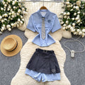 Summer Women's Y2K Sets Crop Top And High Waist Floral Printed Set Ropa Wholesale