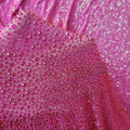 Luxury Heavy Beaded Crystal Lace Fabric Bridal Wedding Hot Pink Stone Handmade Rhinestone Mesh Fabric