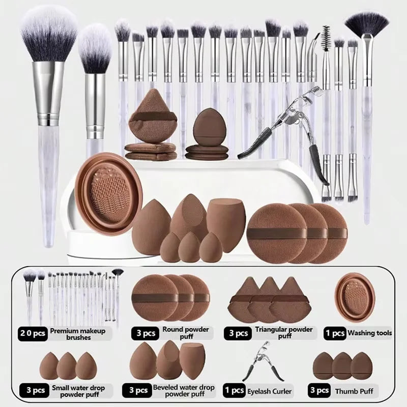 20Combination Set Makeup Brushes Makeup Sponges Foundation Brush Eyeshadow Brush Liquid Cream Powder Buffing Blending Face Brush MegaBDM