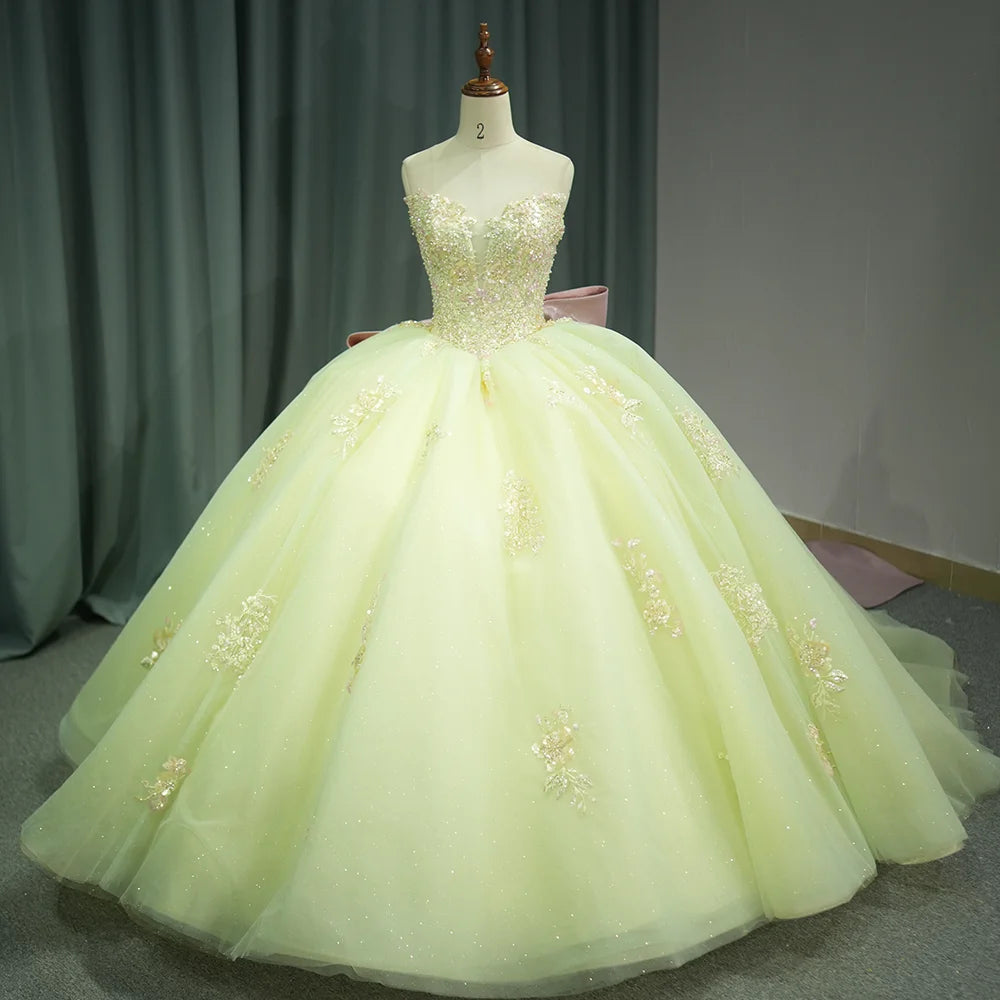 Jancember 1275 Elegant Yellow Sweetheart Bow Party Evening Dresses for 15 Girls