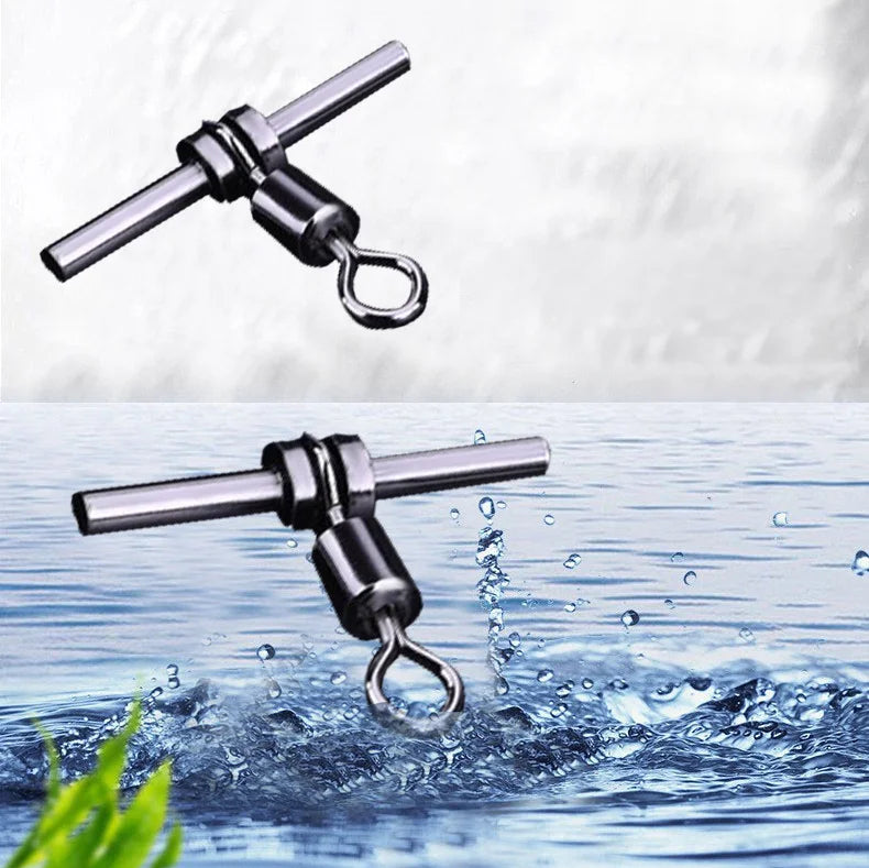 10pcs Triple Brass Swivels Fishing Cross Line 14-75kg Strength 3 Way Fishing Crimp Swivel Cross Line Fishing Swivels