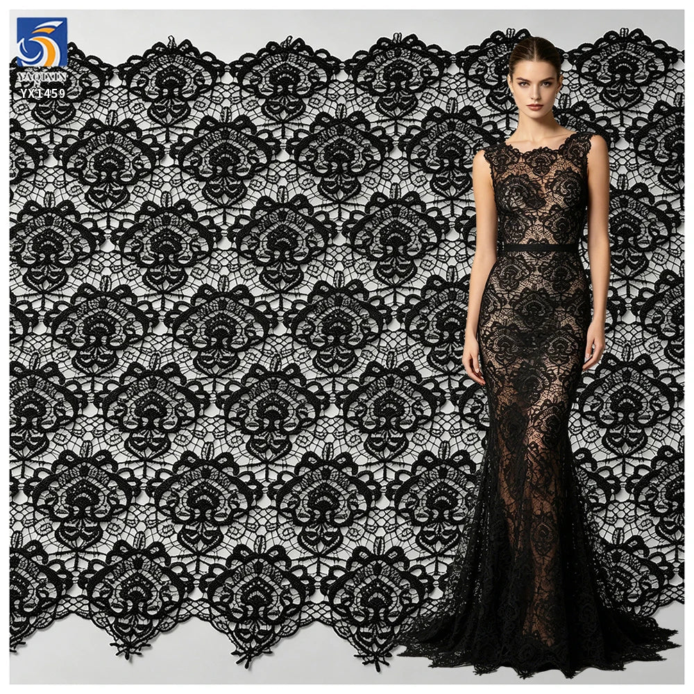 YX1459 Manufacturer Wholesale Ready Stock Floral Openwork Lace Fabric 150GSM Water Soluble Embroidery for Dressmaking MegaBDM