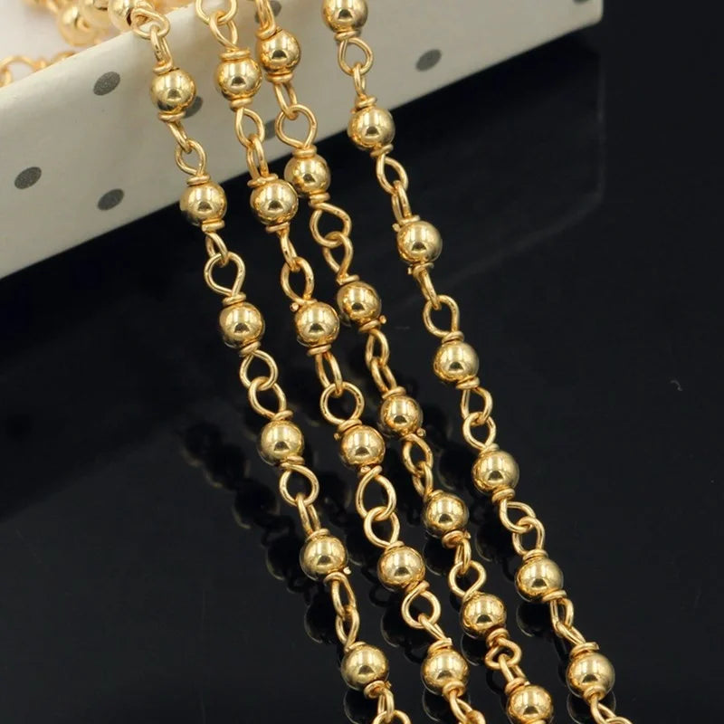 GP US 3.0mm Handmade Beaded Chain 14k Gold Filled Satellite Bulk Chains Permanent Jewelry Chains Saturn Jewellery Wholesale