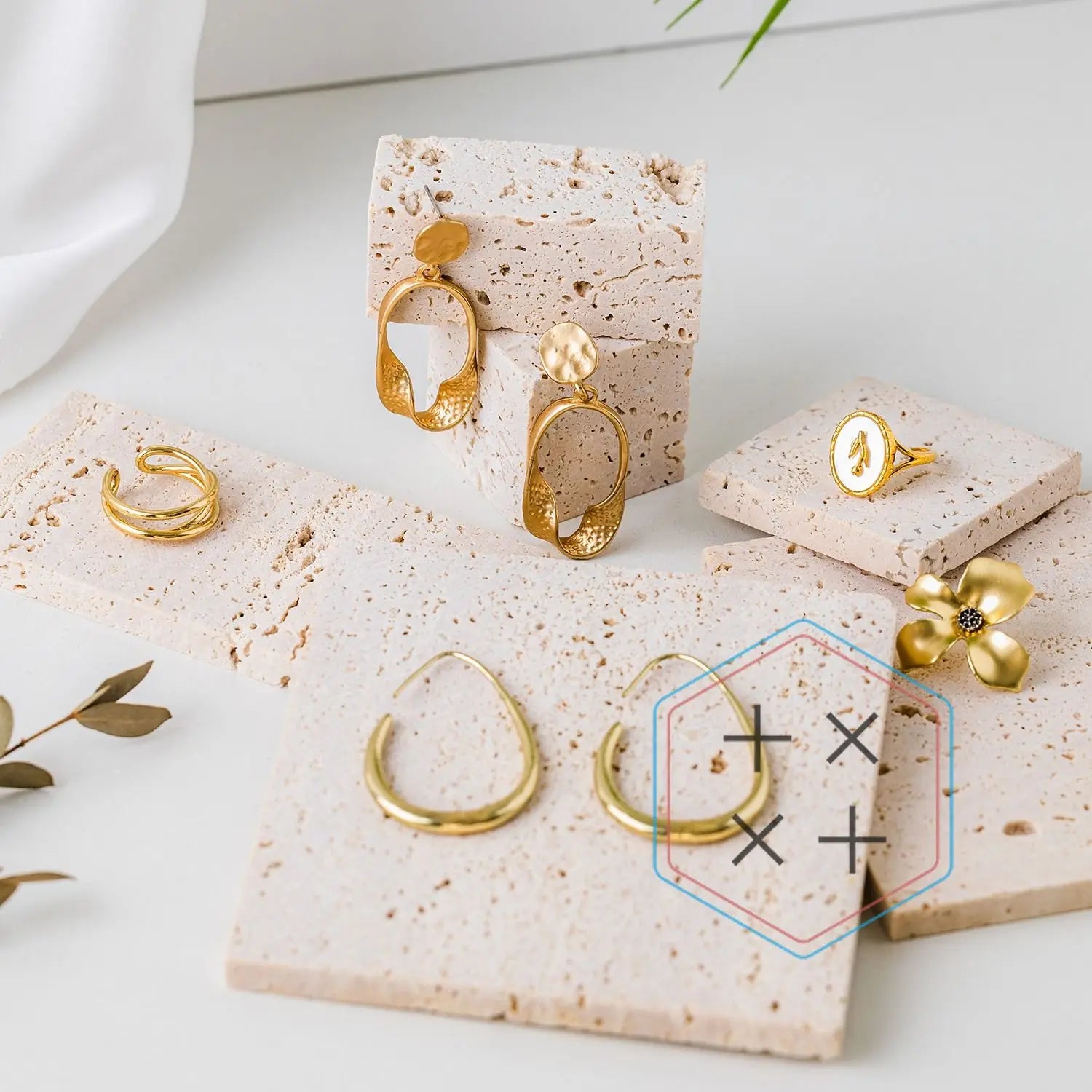 Travertine Jewelry Necklace Jewelry Earrings Decorative Display Stand