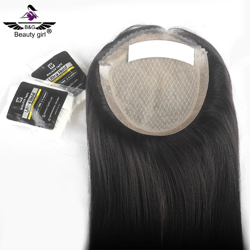 Alopecia Support Natural European Human Hair Skin Around With Clip in Hand Tied Silk Base Topper Silk Top Toupee for White Women MegaBDM