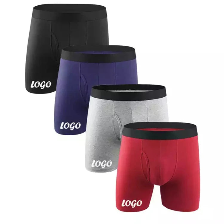 OEM/ODM Men's Pure Cotton Boxer Briefs Solid Soft Breathable Underwear Anti-Bacterial Eco-Friendly