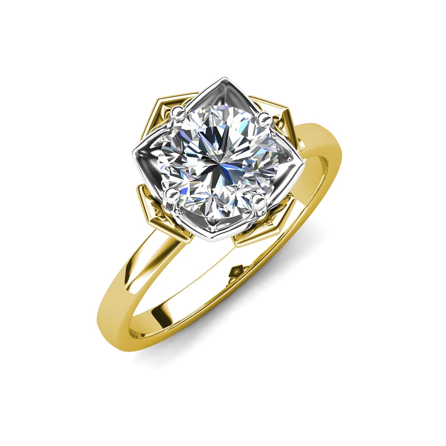 Durable 1ct Moissanite Diamond 925 Sterling Silver 18K Gold Flower Solitaire Wedding Engagement Ring for Women Destiny Jewellery