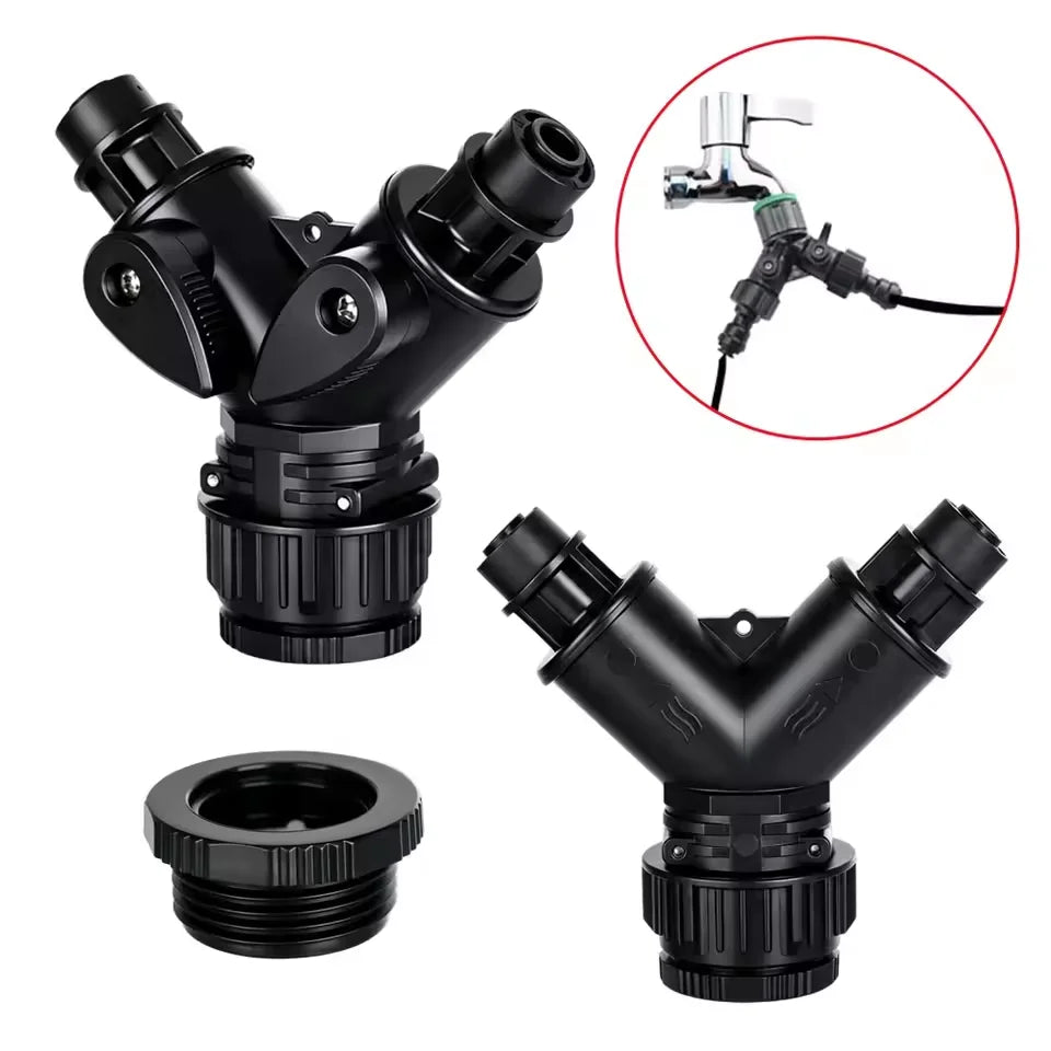 6mm Y Shape Garden Irrigation Water Splitter 1/2'' 3/4'' Dual Thread Garden Hose 2 Way Quick Connector Water Tap Adapter MegaBDM