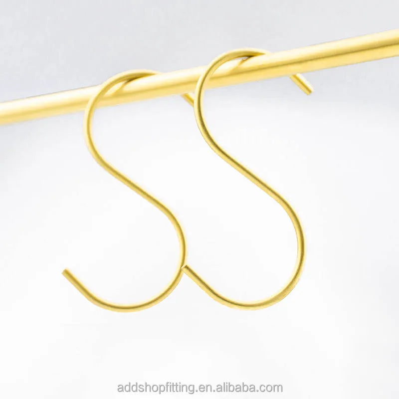Non-trace Wholesale Pants Clothes Display Brass Gold Hanging S Hook for Shop