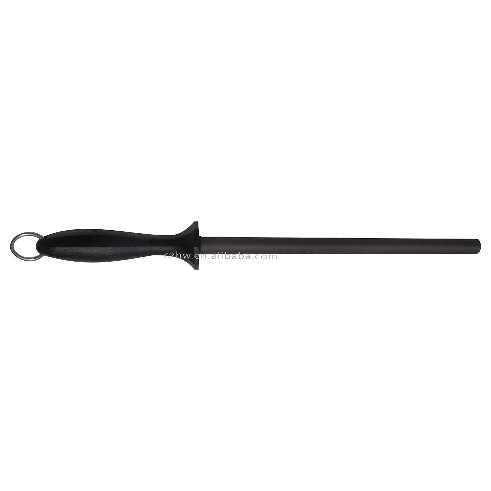 Professional 10-Inch Black Ceramic Honing Rod Knife Sharpener Eco-Friendly PP Handle Extra Fine Grit 1500- Impact-Resistant MegaBDM
