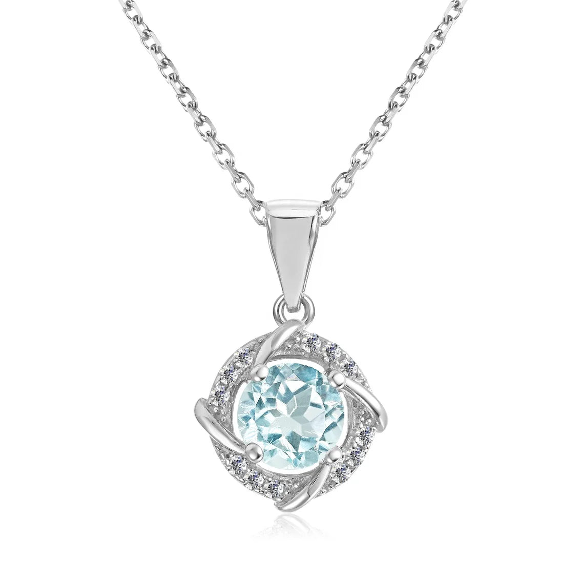 Natural Stone Sky Blue Topaz 925 Sterling Silver Love Knot Pendant Necklace Jewelry for Women Destiny Jewellery