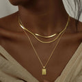 European and American Cross-border Fashion Hot Sales Light Luxury Twisted square Stackable Pendant Necklaces