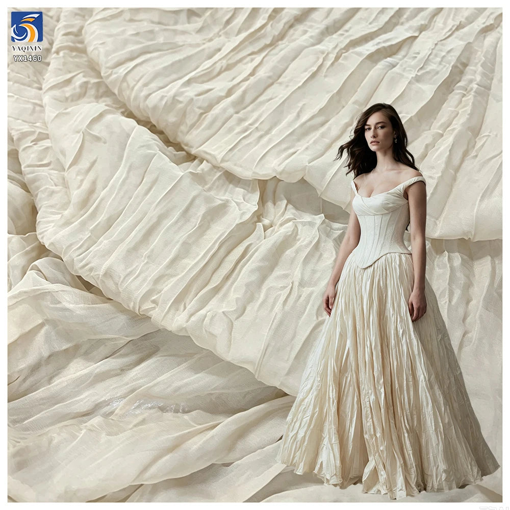 YX1460 Wholesale Lightweight Soft Irregular Crinkle Chiffon Fabric for Apparel Curtains and Textile Production MegaBDM