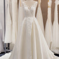 Jancember LSSG004 Simple Sleeveless Bridal A-line Embroidery Wedding Bridal Dresses