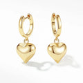 Nagosa love Jewelry 18k Gold Vermeil Earrings 925 Sterling Silver Simple Style Puffed Heart Hoops Earrings