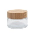 Glass Jar with Bamboo Lid 2 oz Flower Packaging Wood Lid Screw Cap air Tight Wide Mouth Bamboo Glass Jar