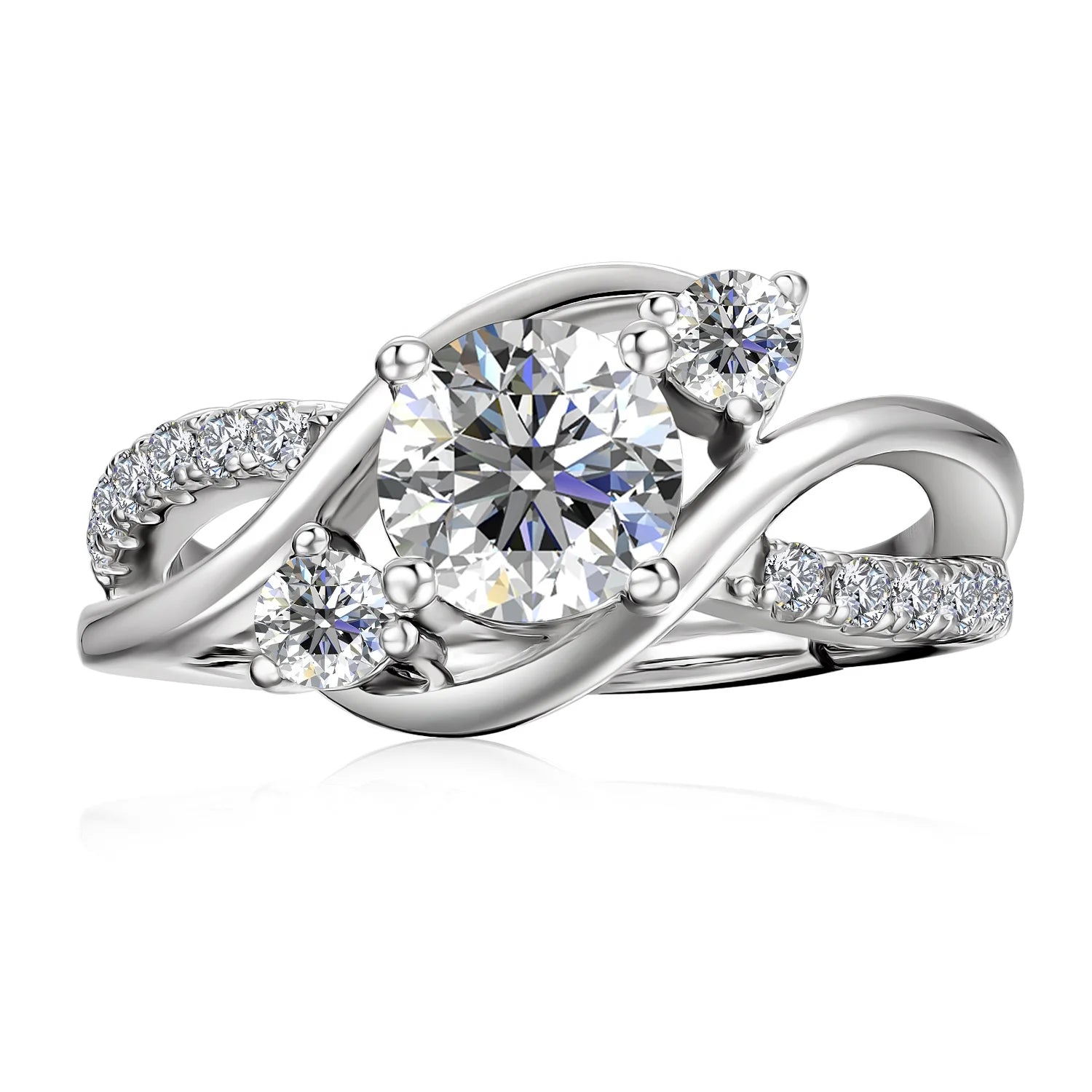 Brilliant Cut 1ct  Moissanite Diamond  Bague Unique 925 Sterling Silver Twist Engagement Ring Women Jewelry Destiny Jewellery