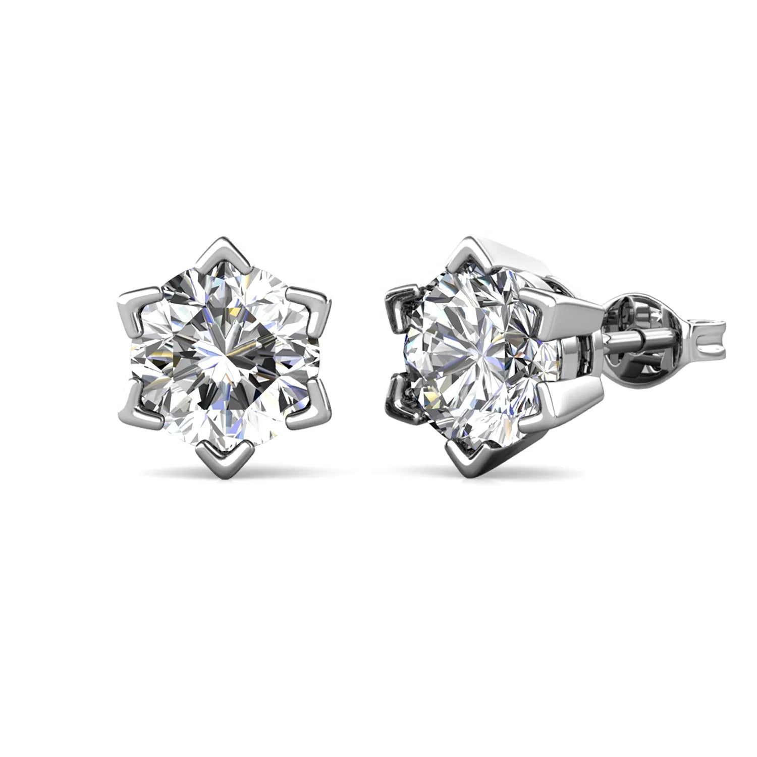 Perfect White 1 Carat GRA Moissanite Diamond 925 Sterling Silver Small Star Shaped Stud Earrings Destiny Jewellery
