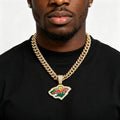 Iced Out America National Hockey League Charm Jewelry Hip Hop Alloy Gold Plated NHL Minnesota Wild Teams Fans Pendant Necklaces