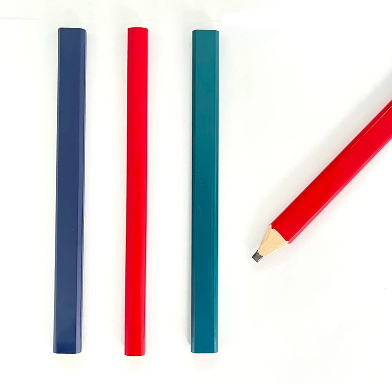 HB 2B Custom Logo Eco-friendly UV Printing Square Red Carpenter Pencils Set EN71 Certified 3.5'' Size