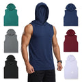 China Bangladesh Factory Price OEM Customized Logo Embroidery Plus Size Breathable Loose Fit Men Sports Hooded Vest MegaBDM