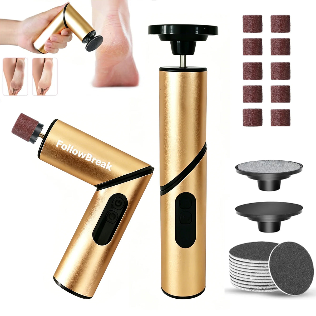 Portable Foldable Rechargeable Electric Foot File Electric Foot Callus Remover Metal Construction With Nail Grinder MegaBDM