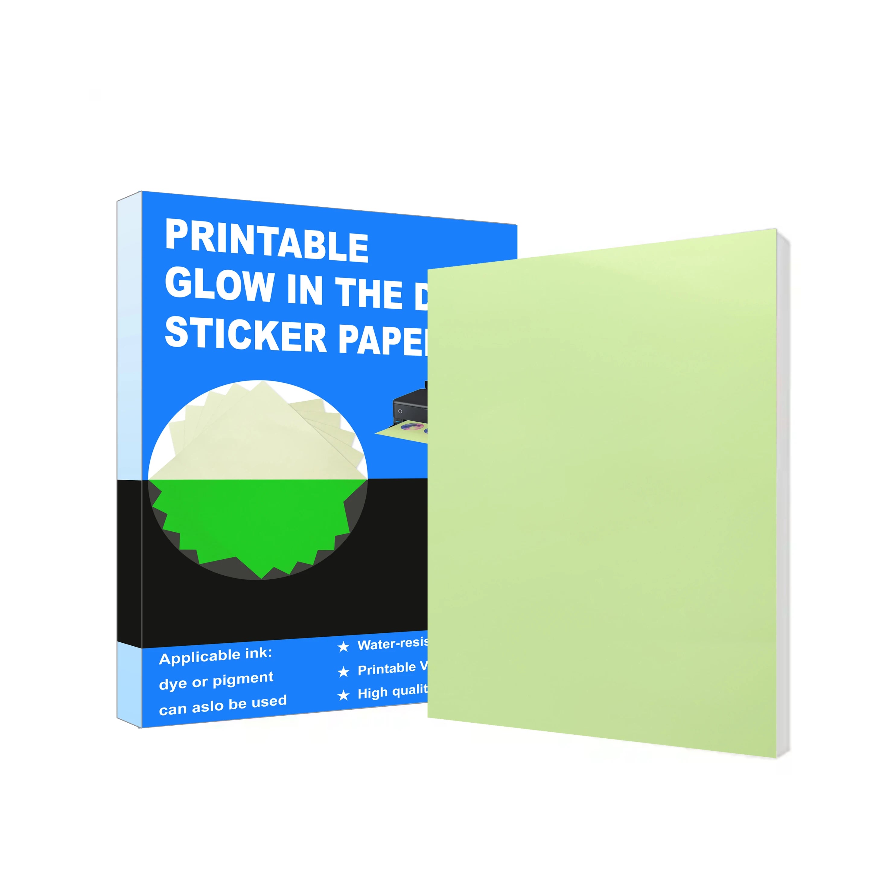 Waterproof Inkjet Printable Permanent Adhesive Luminous Label PP Luminescent A4 Glow in the Dark Sticker Paper for Sign Label