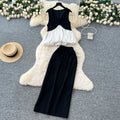 Summer Women's Elegant Sets V-Neck Sleeveless Top And High Waist Patchwork Hip Skirts Set Clothing Wholesale