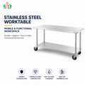 Commercial Stainless Steel Workbench With Casters Wholesale Kitchen Food Prep Work Table for Restaurant Project
