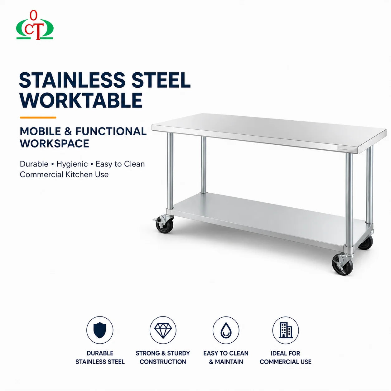Commercial Stainless Steel Workbench With Casters Wholesale Kitchen Food Prep Work Table for Restaurant Project