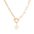 2023 New Arrival Bohemian 18K Gold Plated PVD Stainless Steel Freshwater Pearl Pendant Necklace Trendy Jewelry for Women Parties