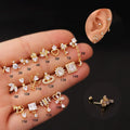 20G Stainless Steel Piercing Earring CZ Dangle Cartilage Jewelry Conch Tragus Helix Snug Screw Back Stud