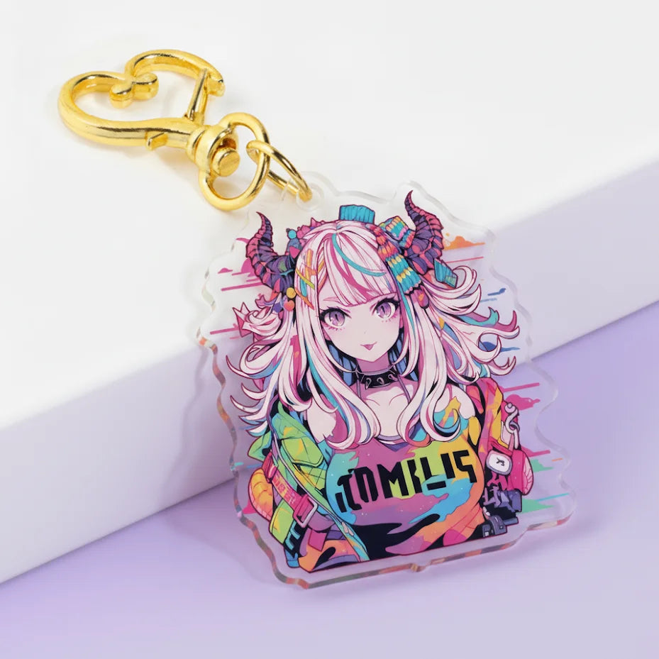 Holographic Anime Custom Glitter Epoxy Clean Epoxy Double Sided Printing Custom Polished Edge Keychain