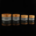 15g 30g 50g 100g Bamboo Glass Cosmetic Jars with Eco-Friendly Flat Nature Wooden Lid Glass Face Cream Jars Glass Bottle