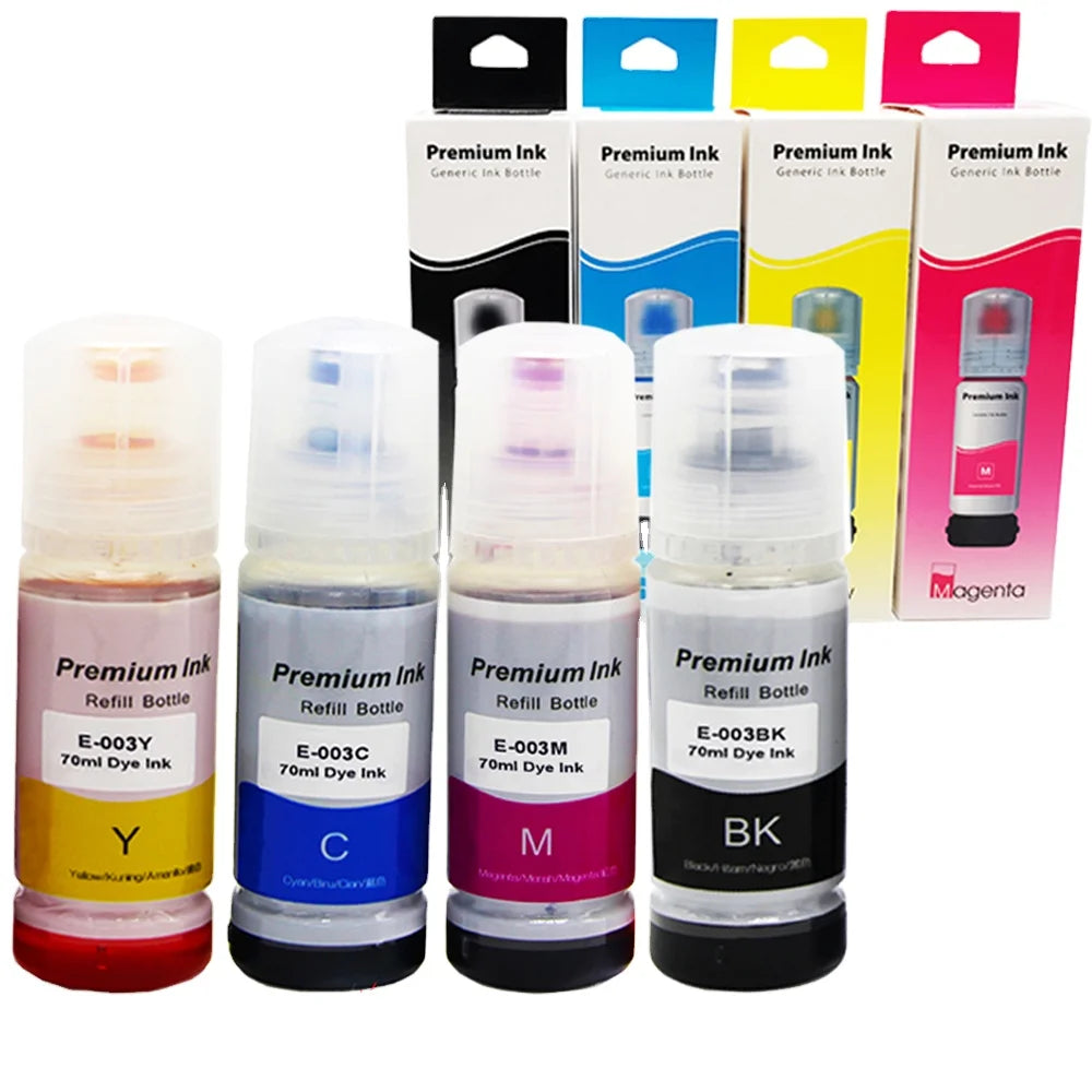 Tatrix 001 003 Refill Bottle Pigment Dye Ink Kits Compatible for Epson L4150 L4160 L6160 L6170 L6190 001 Inkjet Printer Ink MegaBDM