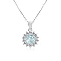 925 Sterling Silver Natural Gemstone Sky Blue Topaz December Birthstone Flower Pendant Necklace Jewelry Destiny Jewellery