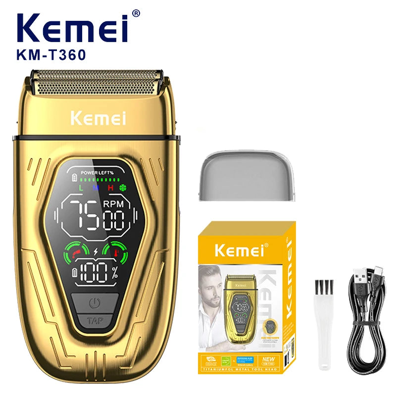 Kemei KM-T360 Electric Shaver Hair Rechargeable Beard Foil Razor For Men Bald Head Shaving for Men Machine