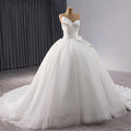Jancember 241057 Beach Long Tail Satin Fabric Tulle Wedding Ball Gown Dresses
