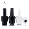 Custom Logo 10ml 13ml 15ml Oval Empty Glass Gel Polish Bottle With Cap and Brush Matte/Glossy Black White