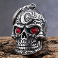 Gothic Punk Motorcycle Biker Bell Red Eyes Motorcycle Angel Wing Skull Guarding Bells Pendant Gifts for Him Her