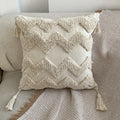 Boho Ethnic Retro Style Tufted Square Pillow Office Decorative Throw Cushion with Tassels for Hotel Use
